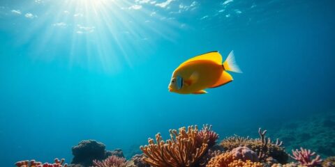 Colorful fish swimming in a vibrant coral reef underwater.