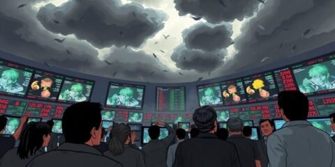 Investors react to stock market decline and economic concerns.